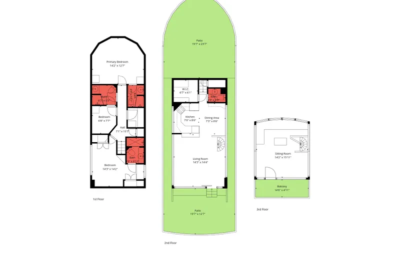 Yacht Photos Pics Floor plan of 1998 Viking 72 Enclosed Bridge yacht with three levels.