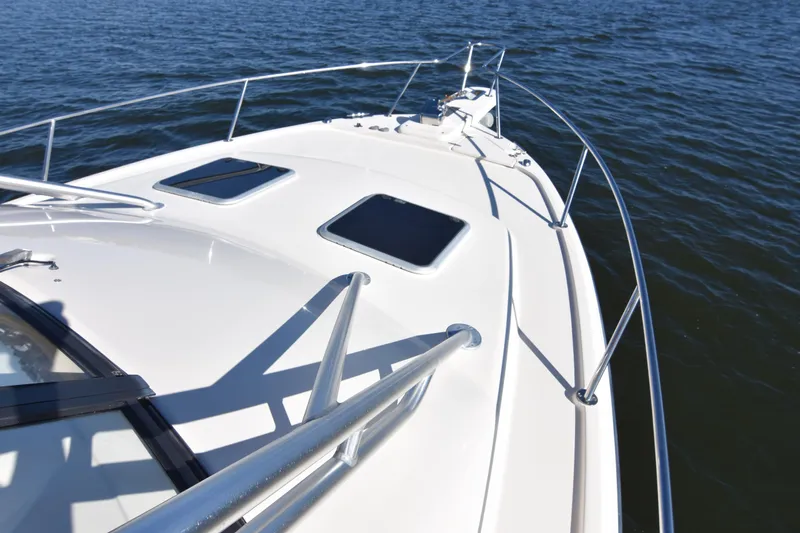 Reel E Blessed Yacht Photos Pics 2017 Grady-White Express 330 boat deck on calm water.