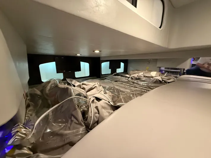  Yacht Photos Pics Interior cabin of 2017 Formula 370 FX boat with modern design and ambient lighting.