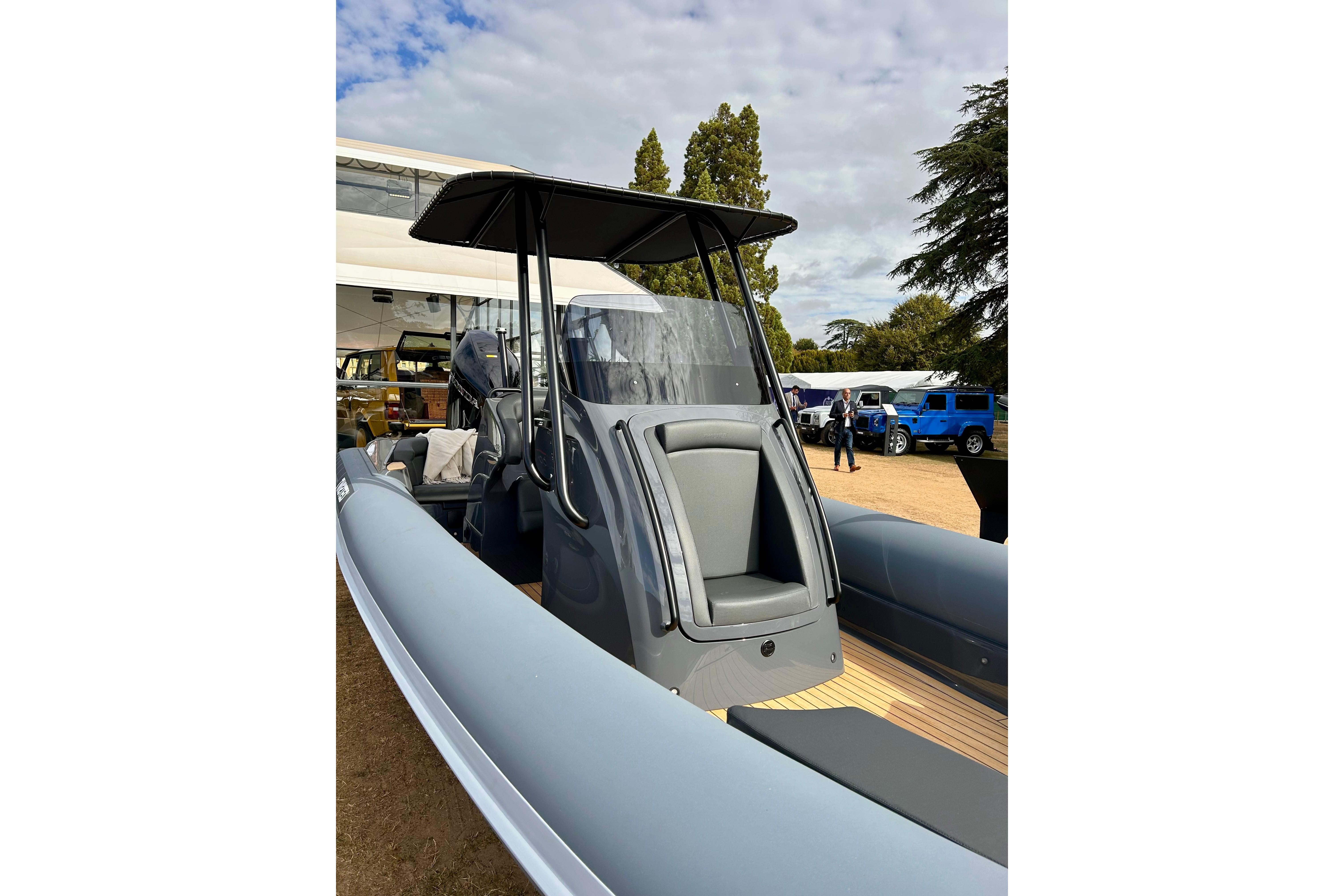 2025 Twisted 28 Sport boat with sleek design, showcased outdoors.