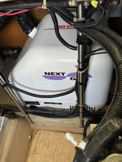 Thunderbolt Yacht Photos Pics 1988 Riviera Convertible engine compartment with Next Gen generator and wiring.