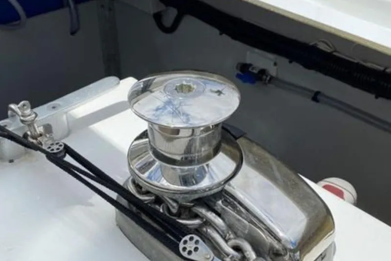 Sol Mates Yacht Photos Pics Anchor winch on 2018 Fountaine Pajot SABA 50 catamaran deck.