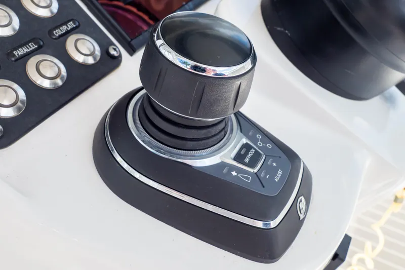  Yacht Photos Pics Joystick control on 2023 Intrepid 345 Valor boat dashboard.
