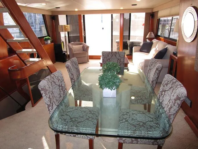 Sunset Drifter Yacht Photos Pics Dining Area Looking Aft