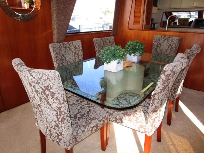 Sunset Drifter Yacht Photos Pics Dining Table Looking Forward