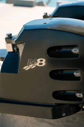  Yacht Photos Pics Close-up of a 2017 Cigarette 50 Marauder M8 engine.