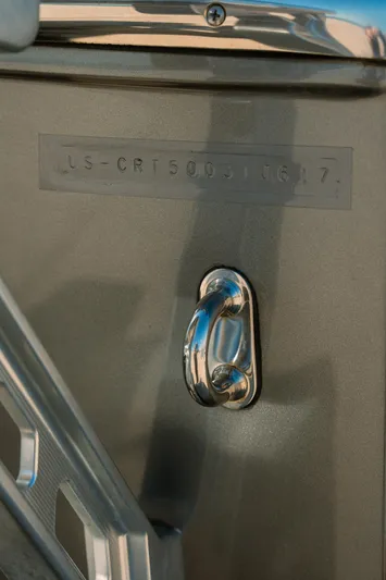  Yacht Photos Pics 2017 Cigarette 50 Marauder boat detail with serial number and chrome hardware.