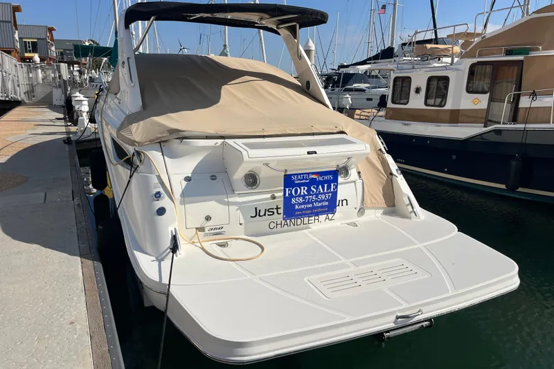 Just Plane Fun Yacht Photos Pics 2014 Sea Ray 350 Sundancer yacht for sale at marina dock.