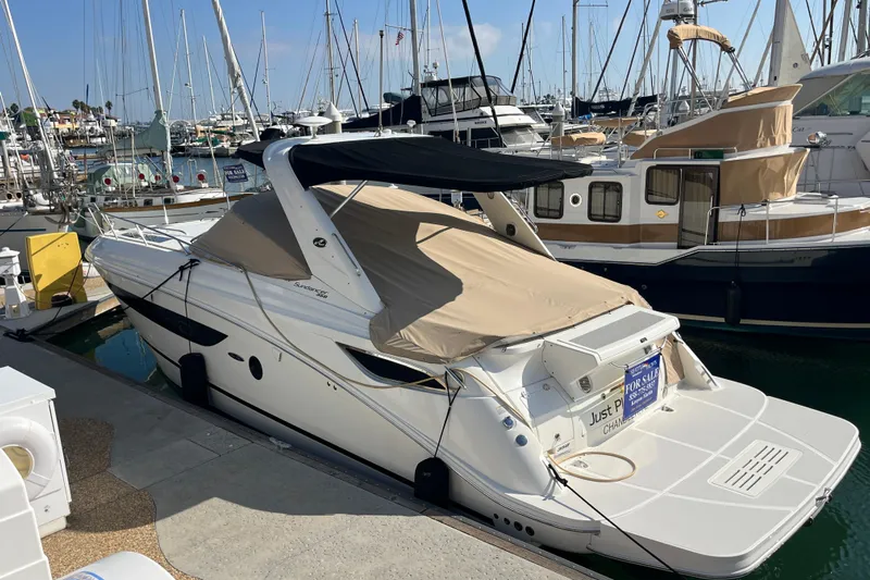 Just Plane Fun Yacht Photos Pics 2014 Sea Ray 350 Sundancer yacht docked at marina, covered and for sale.
