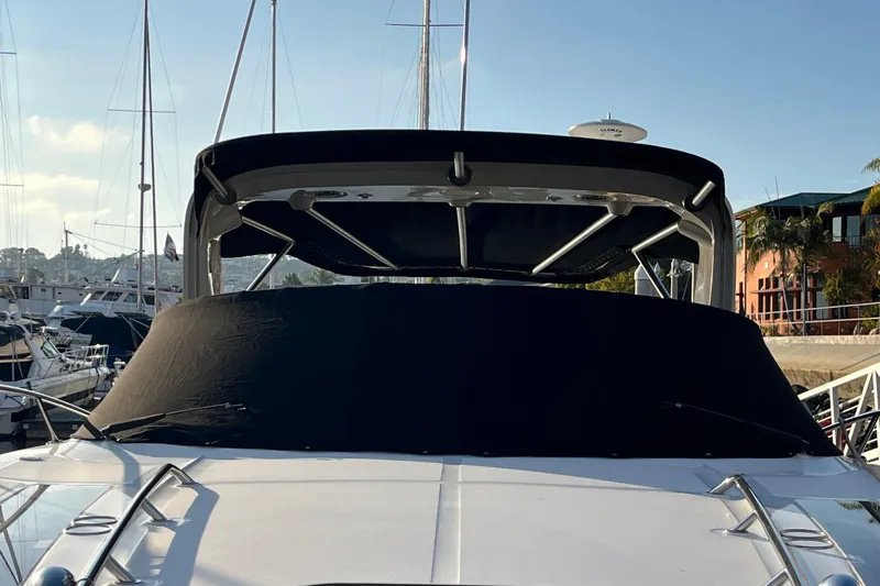 Just Plane Fun Yacht Photos Pics 2014 Sea Ray 350 Sundancer yacht docked at marina, covered and ready for sailing.