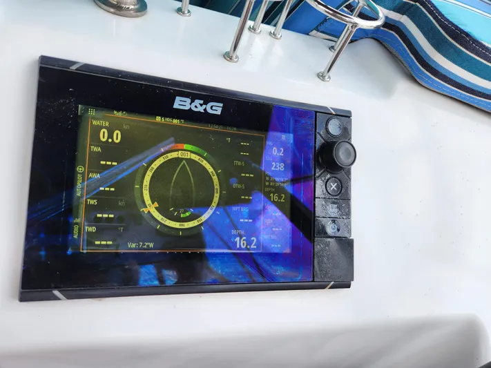 Day One Yacht Photos Pics B&G navigation display on 2016 Beneteau Oceanis 45 yacht dashboard.