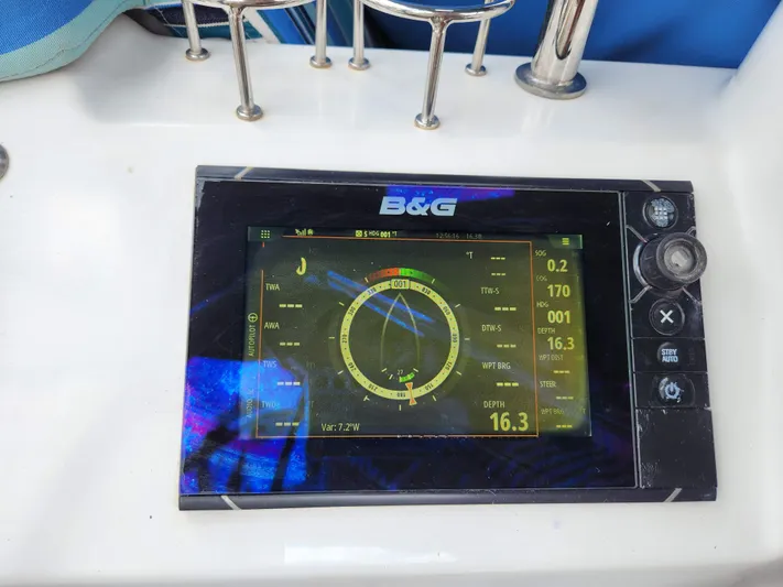 Day One Yacht Photos Pics B&G navigation display on 2016 Beneteau Oceanis 45 sailboat cockpit.