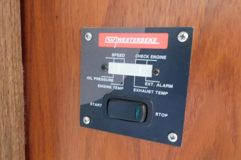 Squall Line Yacht Photos Pics Westerbeke control panel on 1995 Tiara Yachts 3500 Express, featuring engine indicators.