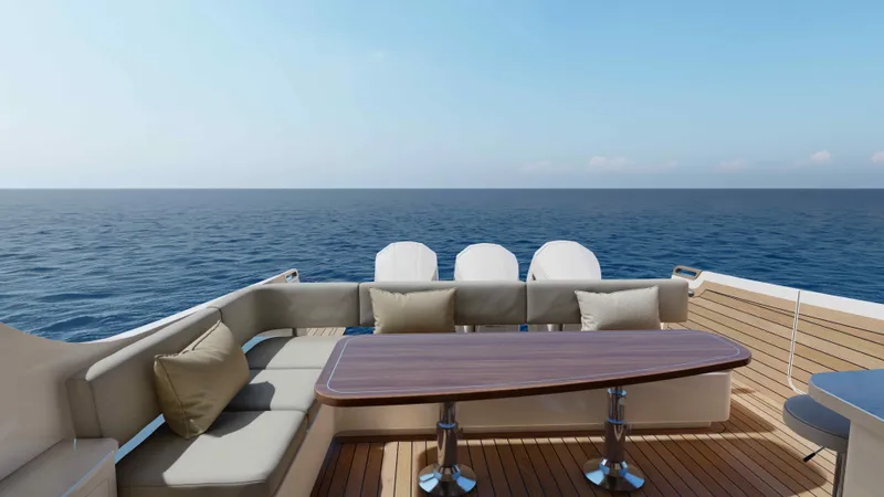 Eclipse 605 Yacht Photos Pics Eclipse 605 Exterior Aft Cockpit and Settee