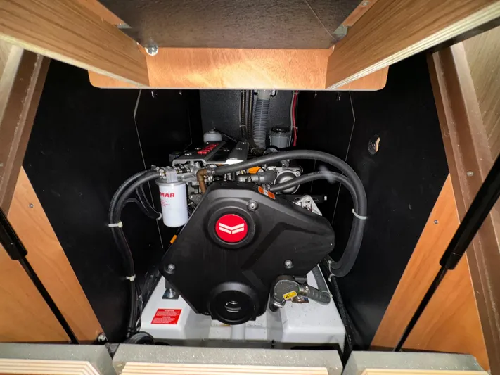 Odyssey Yacht Photos Pics Engine compartment of 2021 Beneteau Oceanis 40.1 sailboat, featuring Yanmar engine.