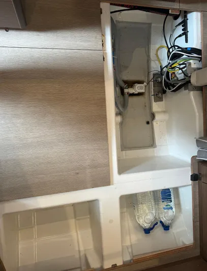 Odyssey Yacht Photos Pics Interior view of 2021 Beneteau Oceanis 40.1 yacht storage compartment.