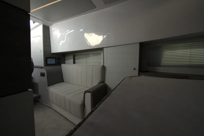  Yacht Photos Pics Interior of 2025 Nassima Yacht N40 with modern seating and sleek design.