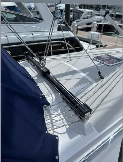 Sea Urchin Yacht Photos Pics 2013 Catalina 355 sailboat deck with rigging and blue cover.