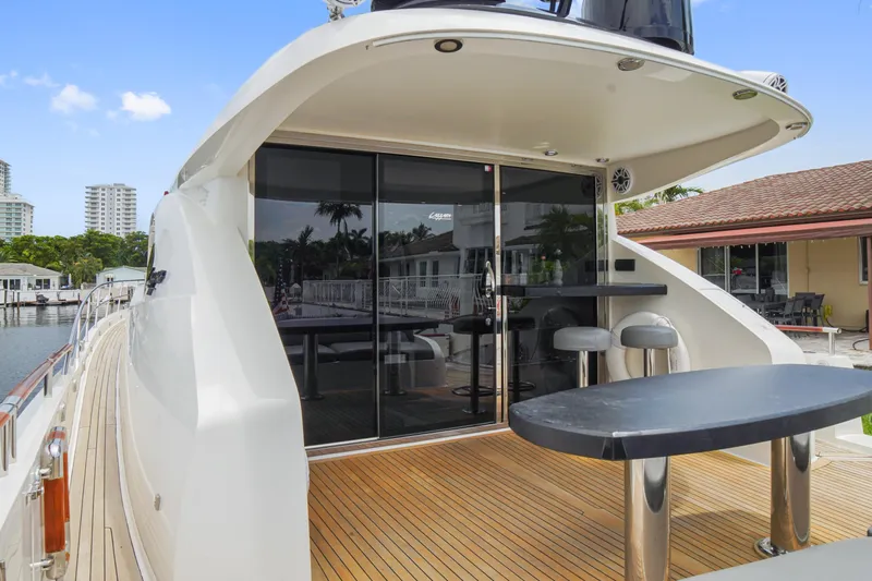 Volk Yacht Photos Pics 2009 Lazzara LSX 75 yacht with sleek deck and modern seating area.