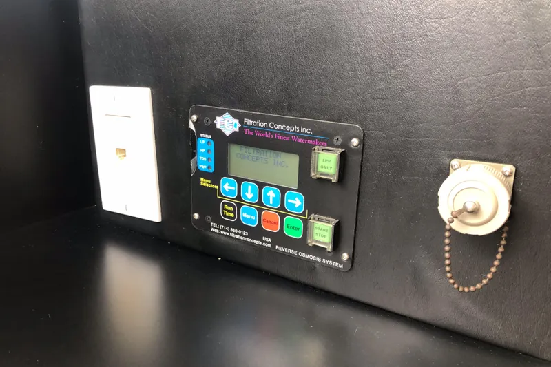 Evening Star Yacht Photos Pics Control panel on 2003 Cape Horn Trawler, featuring various buttons and switches.