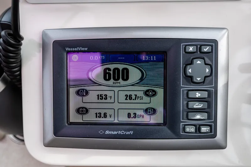 Big Blue Yacht Photos Pics SmartCraft VesselView display on 2010 Back Cove 37 boat, showing engine metrics.