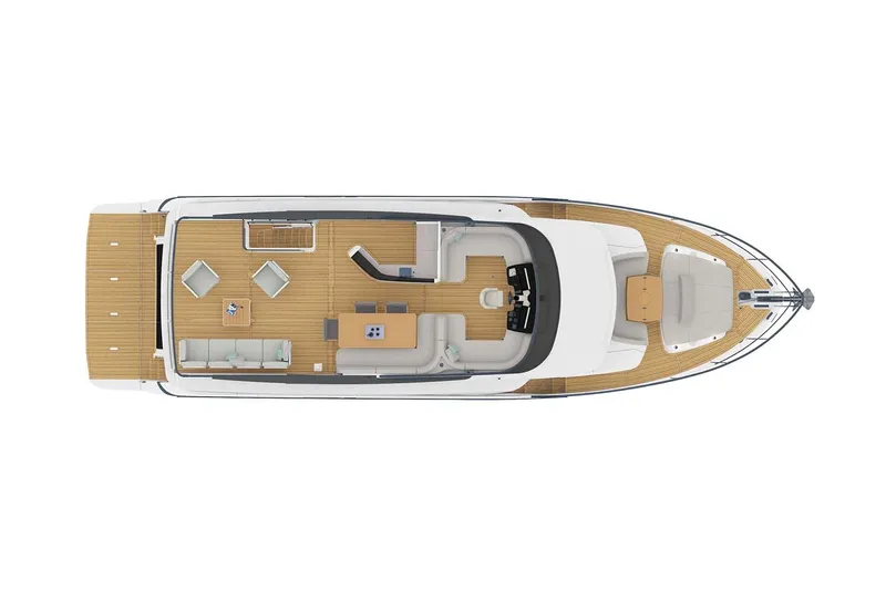  Yacht Photos Pics Manufacturer Provided Image: Top view of 2022 Absolute 64 Navetta luxury yacht layout.
