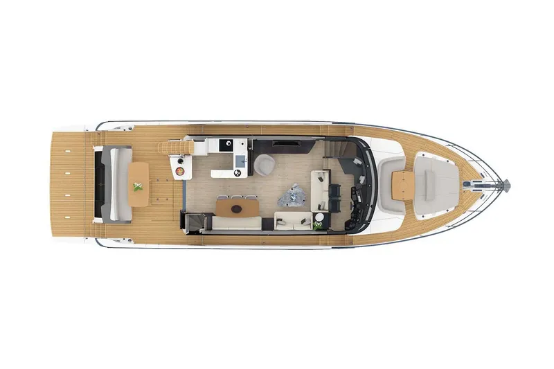  Yacht Photos Pics Manufacturer Provided Image: Top view of 2022 Absolute 64 Navetta yacht interior layout.