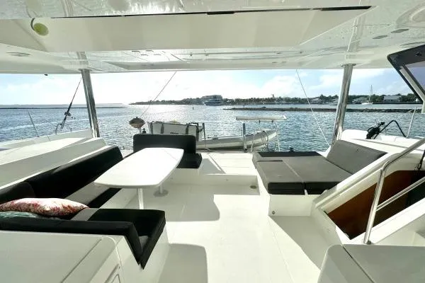 Nauti Adventure Yacht Photos Pics Luxurious 2015 Lagoon 52 F yacht interior with spacious seating and ocean view.