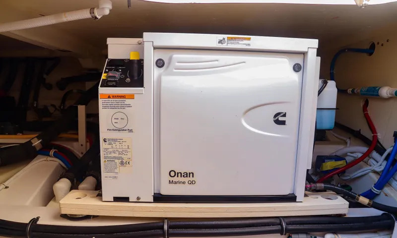 Oso Del Mar Yacht Photos Pics Onan Marine QD generator in 2022 Tiara Yachts 43 LS engine room.