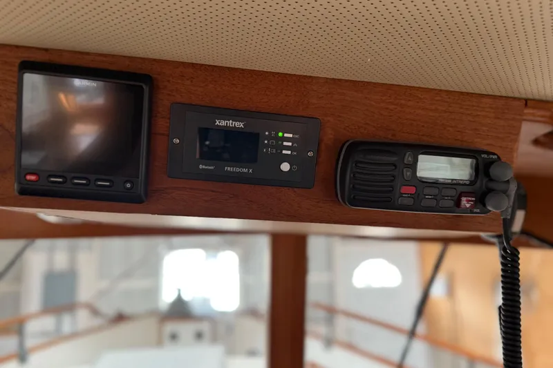  Yacht Photos Pics Control panel of a 1981 Grand Banks 42 Classic yacht with navigation and communication devices.