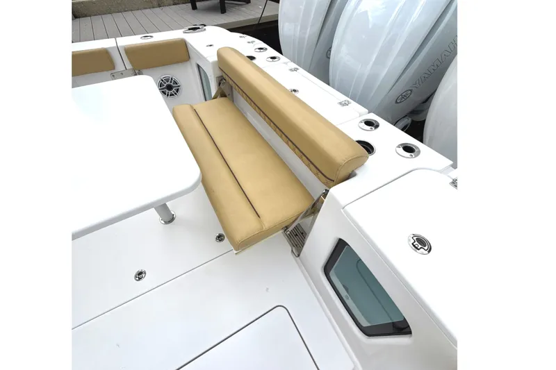Scungilli Yacht Photos Pics 2023 Sportsman Open 352 Center Console with tan seating and white deck.