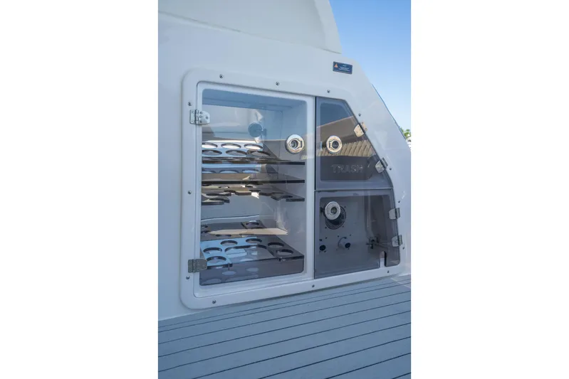  Yacht Photos Pics Hanover 375 yacht storage compartment, 2026 model, featuring sleek design and modern functionality.