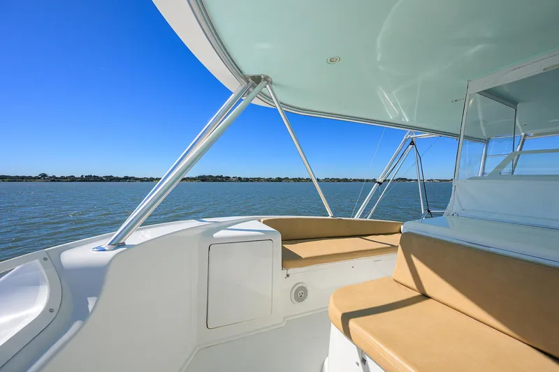 1/2 Barrel Yacht Photos Pics starboard bench seat and flybridge locker with water hose connection