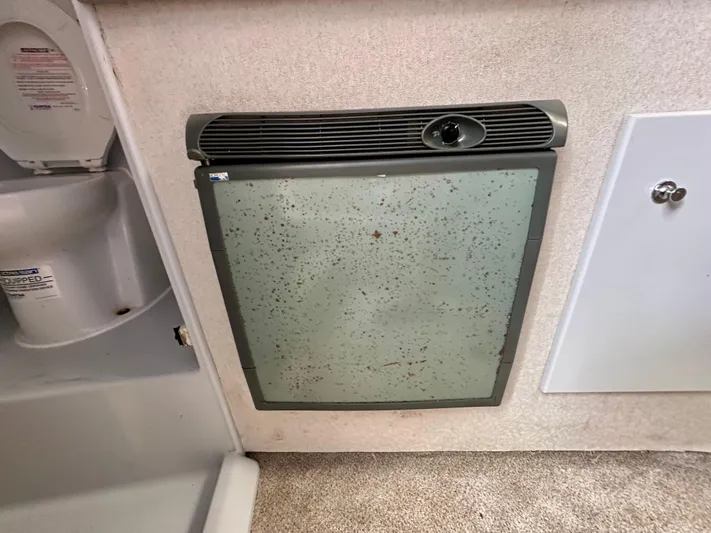 Wire Nut Yacht Photos Pics Aging refrigerator in 2002 Custom Carolina 40 Express Sportfisherman boat interior.