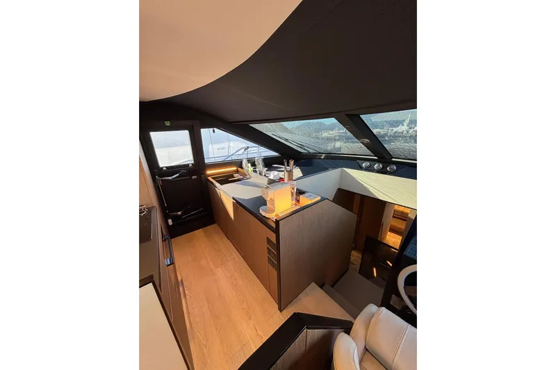  Yacht Photos Pics Luxurious interior of 2025 Ferretti Yachts 720, featuring modern design and elegant finishes.