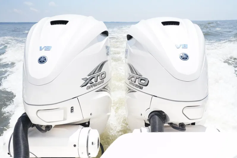  Yacht Photos Pics Twin Yamaha XTO V8 outboard engines on a 2020 Cobia 350 Center Console boat.
