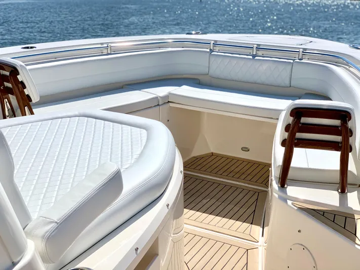  Yacht Photos Pics 2020 Cobia 350 Center Console boat with luxurious seating and ocean view.