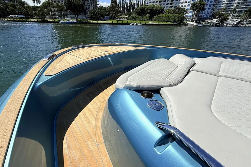  Yacht Photos Pics Luxurious 2022 Solaris Power 44 yacht with sleek deck and comfortable seating.