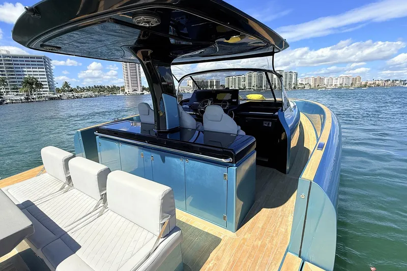  Yacht Photos Pics 2022 Solaris Power 44 yacht with sleek design, cruising on a sunny day.