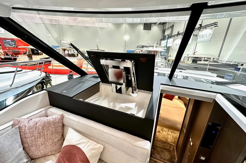  Yacht Photos Pics Interior view of 2026 Jeanneau Merry Fisher 1295 Fly yacht, showcasing modern design and comfort.