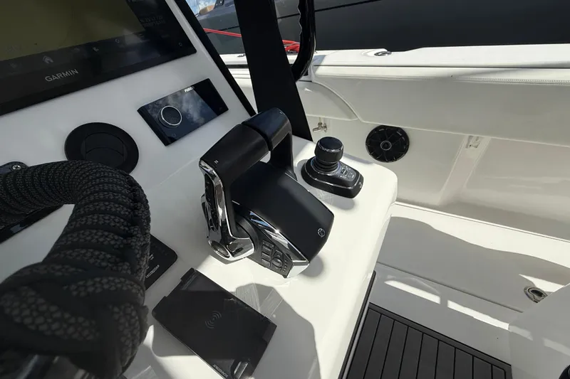  Yacht Photos Pics Control panel of 2024 SeaHunter 35 Tournament boat with advanced navigation equipment.