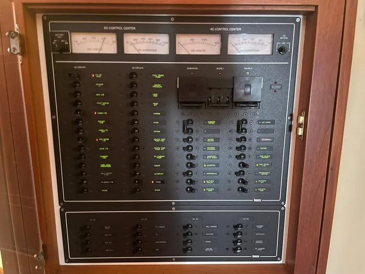 Endurance Yacht Photos Pics Electrical control panel on a 2006 Duffy Pilothouse Fast Trawler boat.