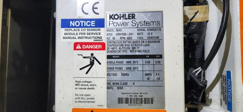  Yacht Photos Pics Kohler Power Systems label on a 2015 Formula 350 CBR boat.