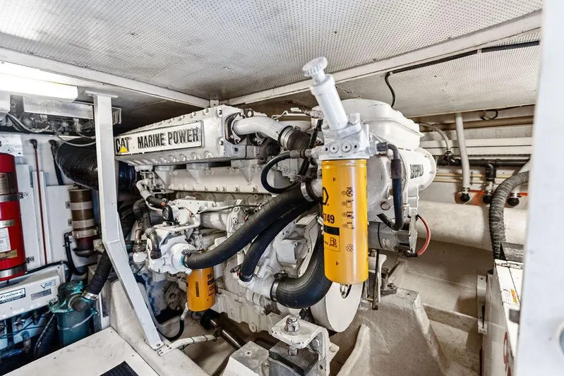  Yacht Photos Pics Engine room of 2003 Neptunus 56 Express yacht with CAT Marine Power engine.