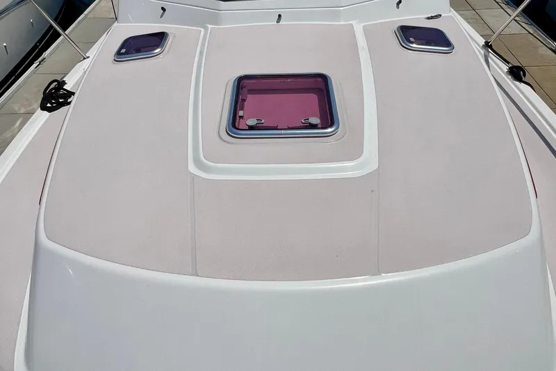 Cabrillo Yacht Photos Pics 2008 Back Cove 33 Express boat deck with hatches and clean surface.