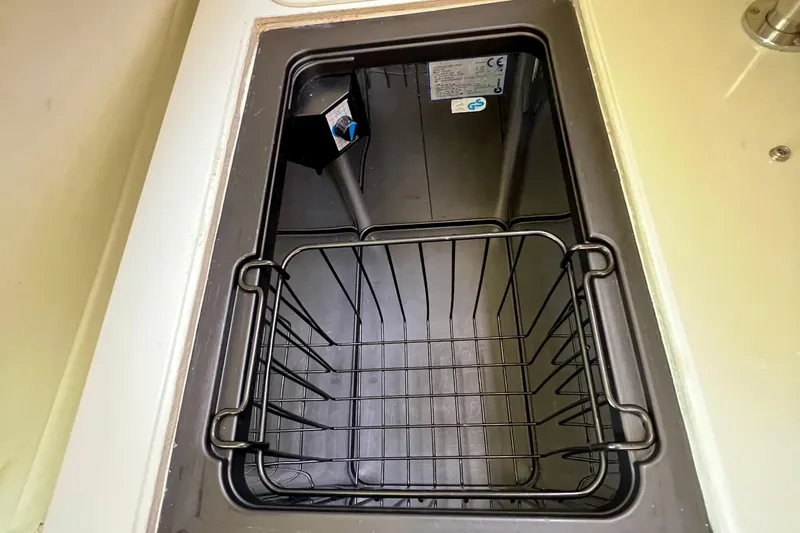 Cabrillo Yacht Photos Pics Built-in storage compartment on 2008 Back Cove 33 Express boat.