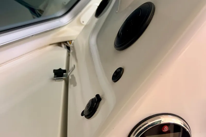 Cabrillo Yacht Photos Pics 2008 Back Cove 33 Express boat interior controls and panel details.