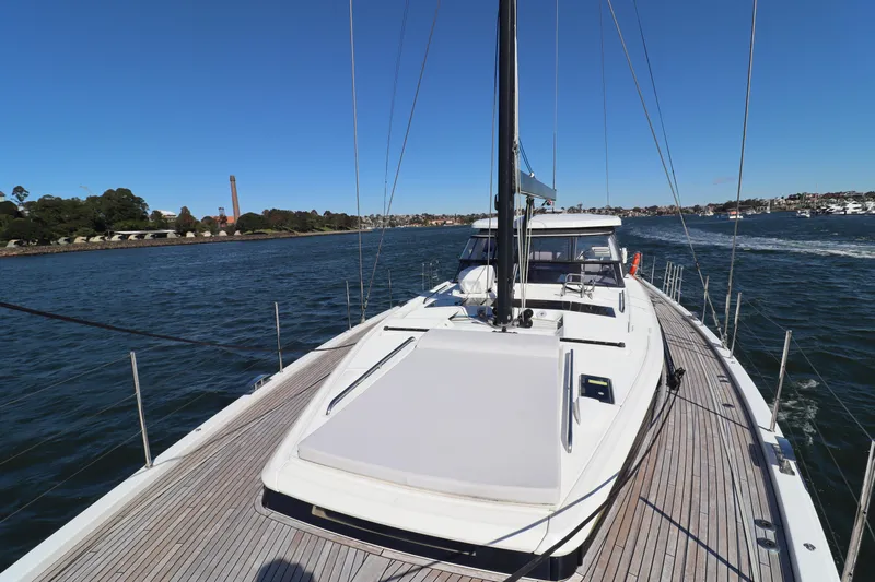 Long Time Dead Yacht Photos Pics 2017 Beneteau Oceanis Yacht 62 sailing on a sunny day, showcasing sleek deck design.