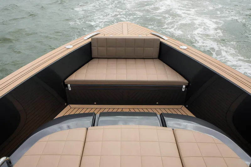  Yacht Photos Pics 2024 Pardo Yachts P43 luxury yacht with elegant tan seating and sleek design.