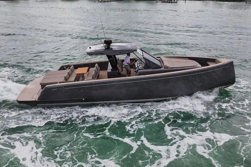  Yacht Photos Pics 2024 Pardo Yachts P43 cruising on water, showcasing sleek design and luxury features.